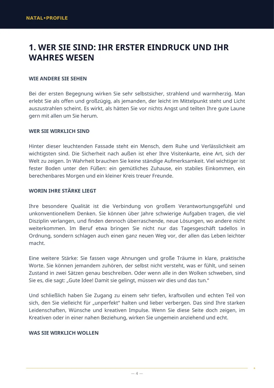 Berichtsseite mit dem ersten Kapitel