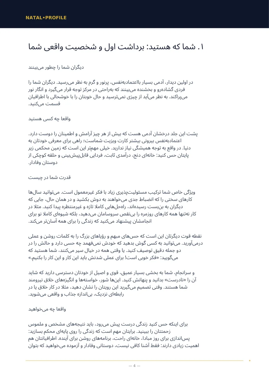 صفحهٔ گزارش با فصل اول