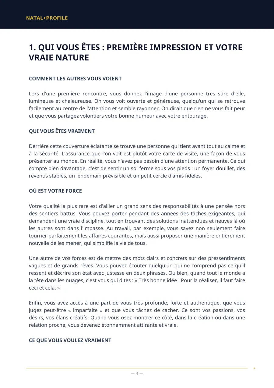 Page du rapport avec le premier chapitre